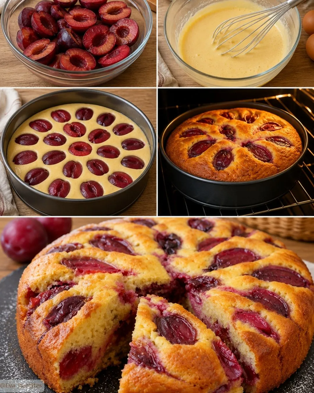 Etapes de preparation Gateau aux prunes