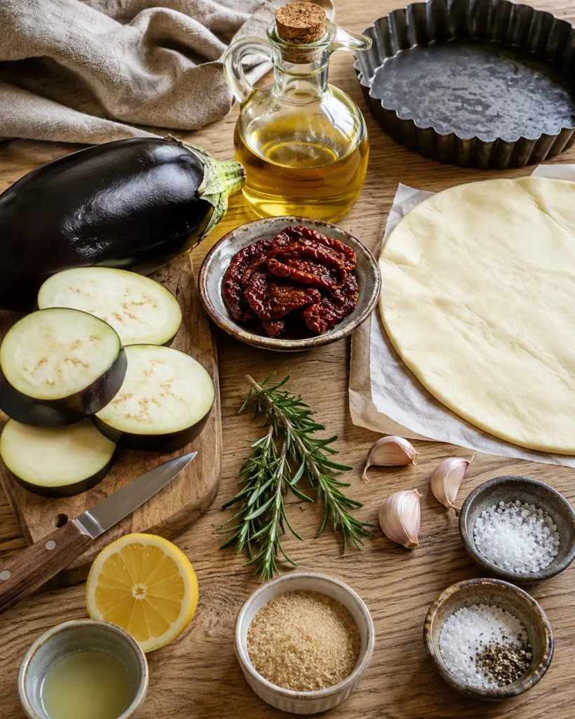Ingédients du Tatin d'Aubergines aux Tomates Séchées