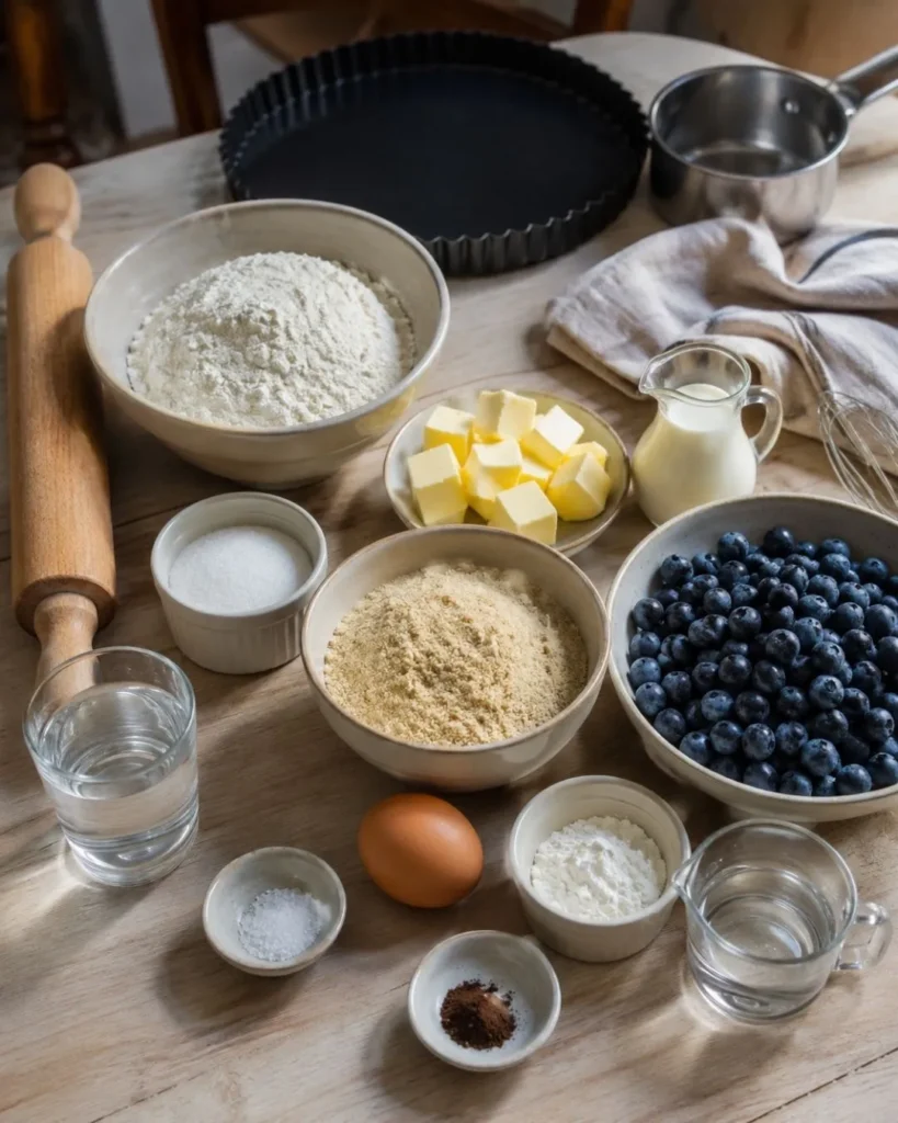 Ingredients du Tarte aux myrtilles amandine