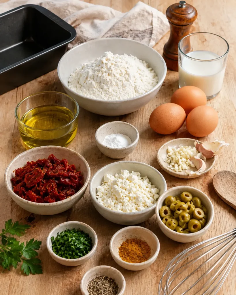 Cake Méditerranéen Tomates Séchées Feta Olives 4 Ingredients du Cake Méditerranéen Tomates Séchées Feta Olives
