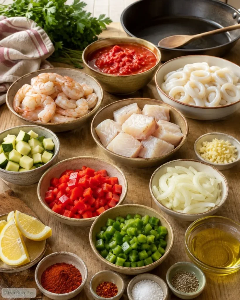 Poêlée Espagnole Fruits de Mer 4 Ingredients du Poêlée Espagnole Fruits de Mer