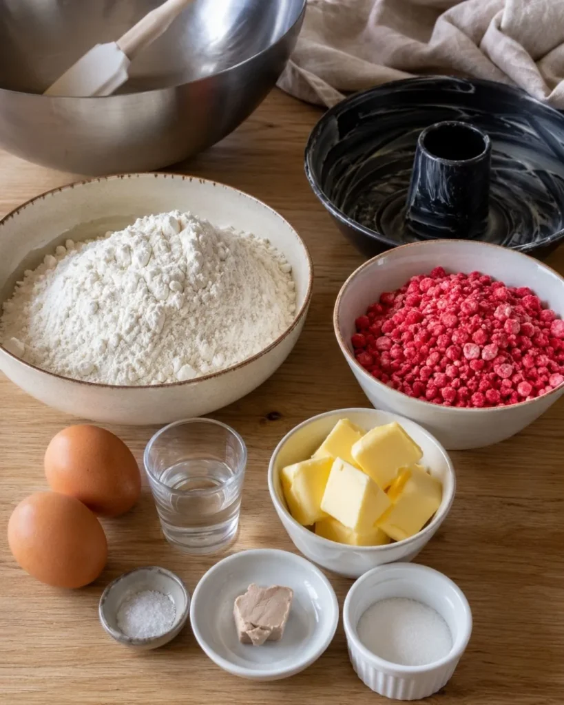 Ingredients pour Brioche Lyonnaise aux Pralines Roses