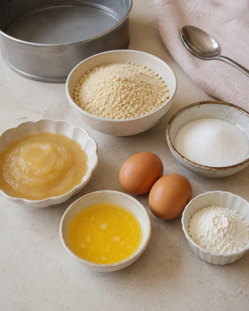 Moelleux à la compote et à l'amande 7 Ingrédients pour la recette Moelleux à la compote et à l'amande