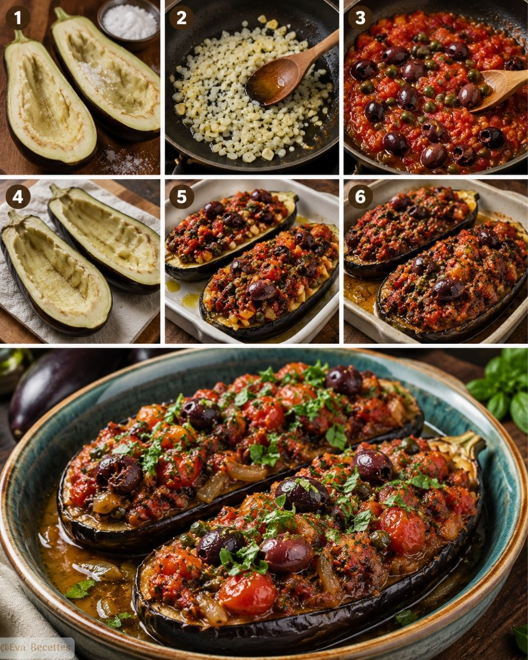 Préparation Étape par Étape Aubergines à la Sarde Farcies