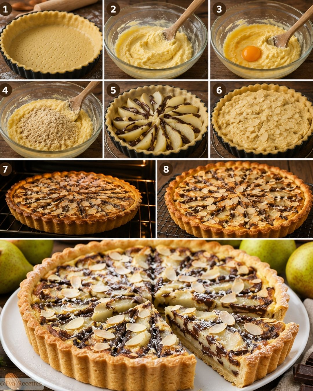 Préparation Tarte aux poires amandes et chocolat facile