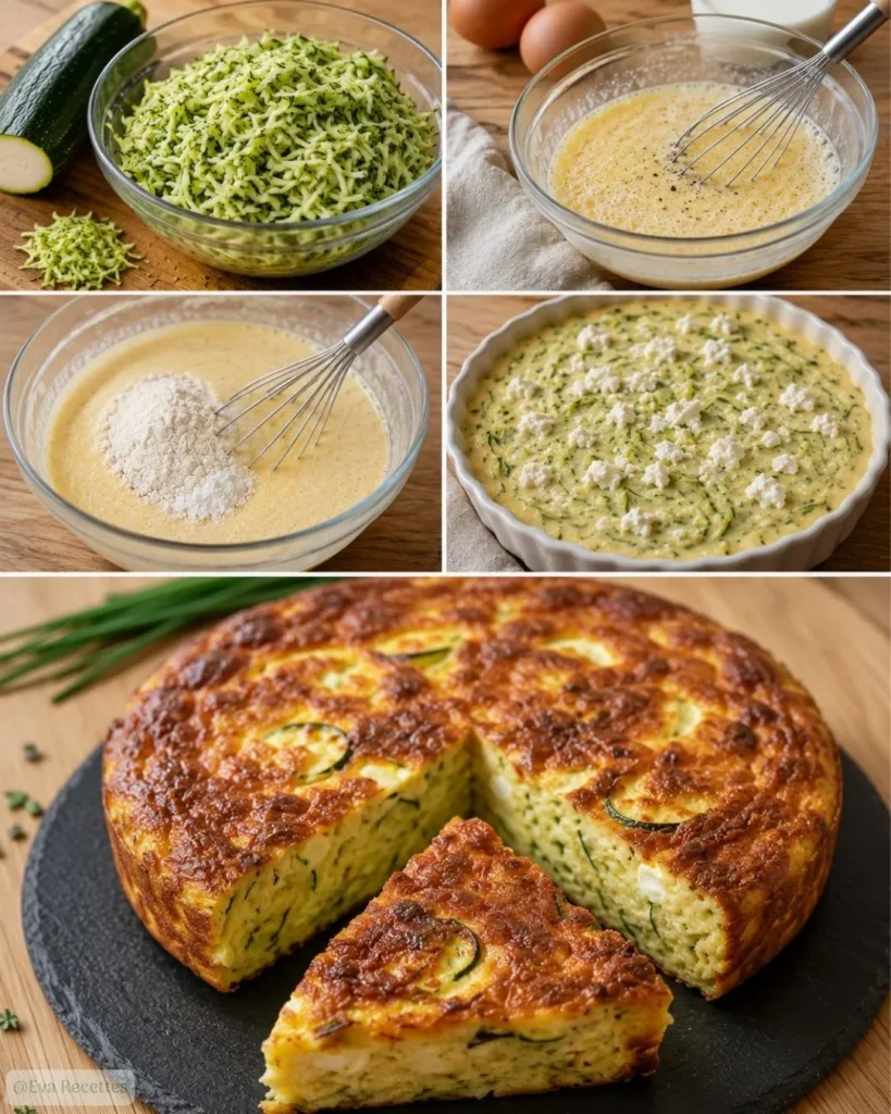 Quiche sans pâte courgettes chèvre 5 Préparation de quiche sans pâte courgettes chèvre