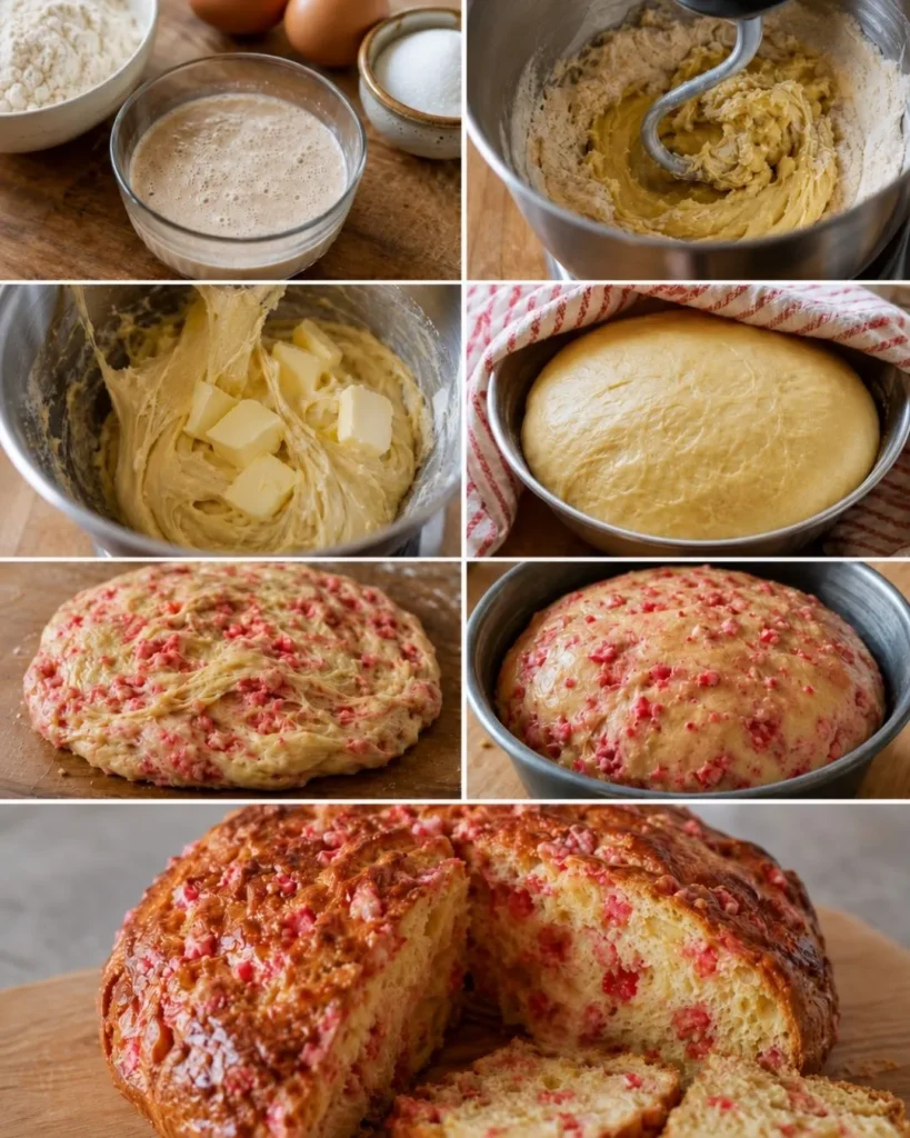 Préparation du Brioche Lyonnaise aux Pralines Roses