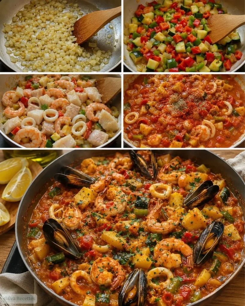 Poêlée Espagnole Fruits de Mer 5 Préparation du Poêlée Espagnole Fruits de Mer