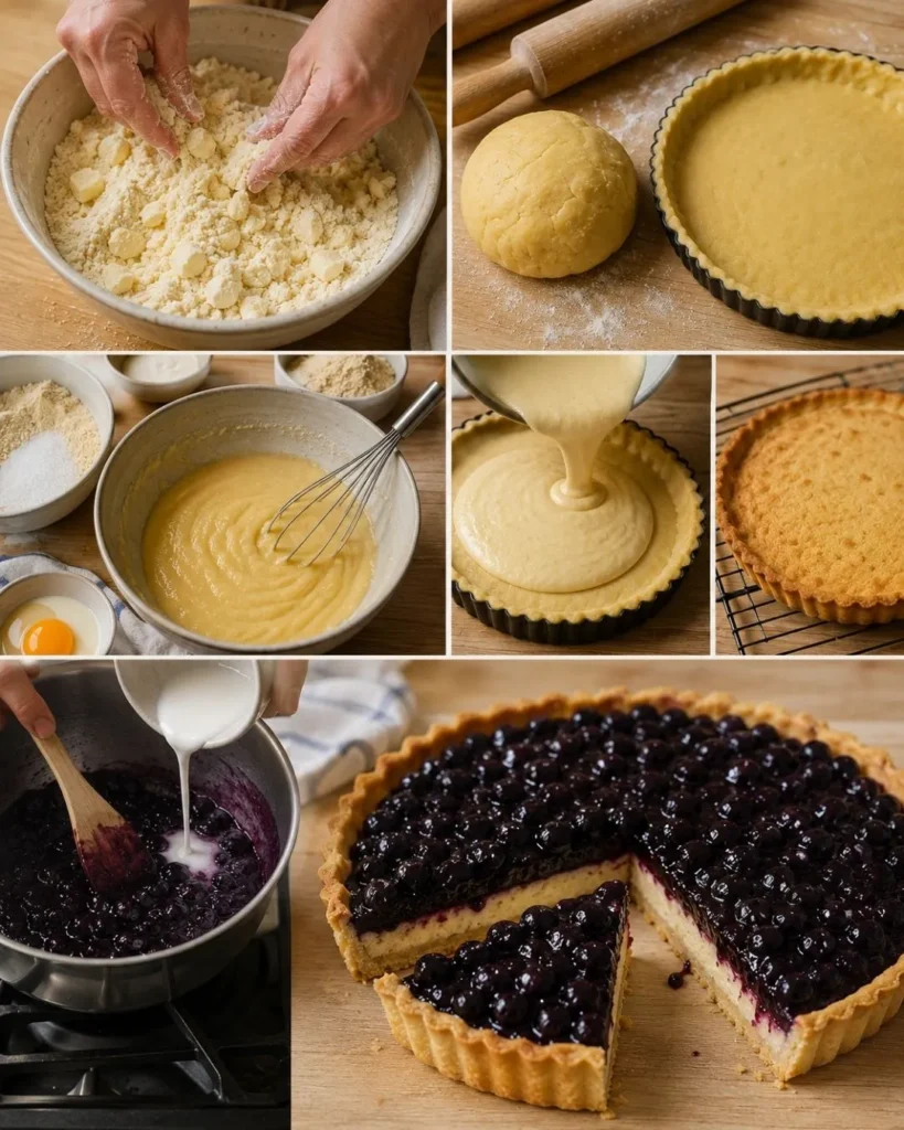 Préparation du Tarte aux myrtilles amandine