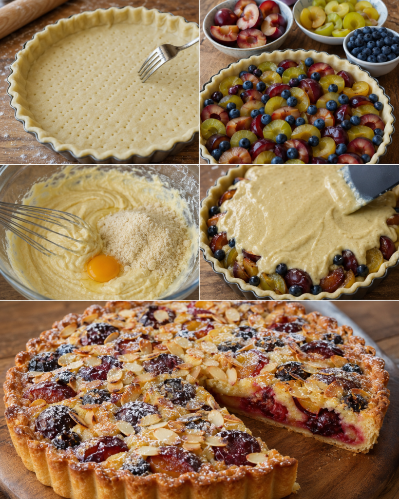 Tarte aux prunes et myrtilles amande 5 Préparation du Tarte aux prunes et myrtilles amande
