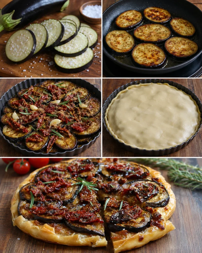 Préparation du Tatin d'Aubergines aux Tomates Séchées