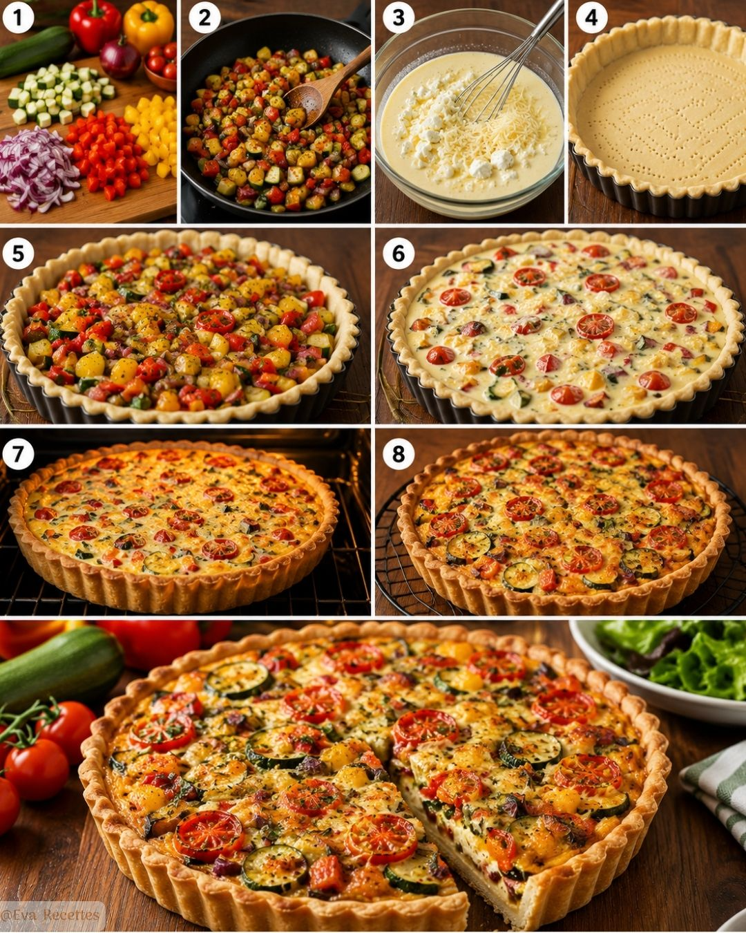 Preparation etape par etape Tarte aux legumes