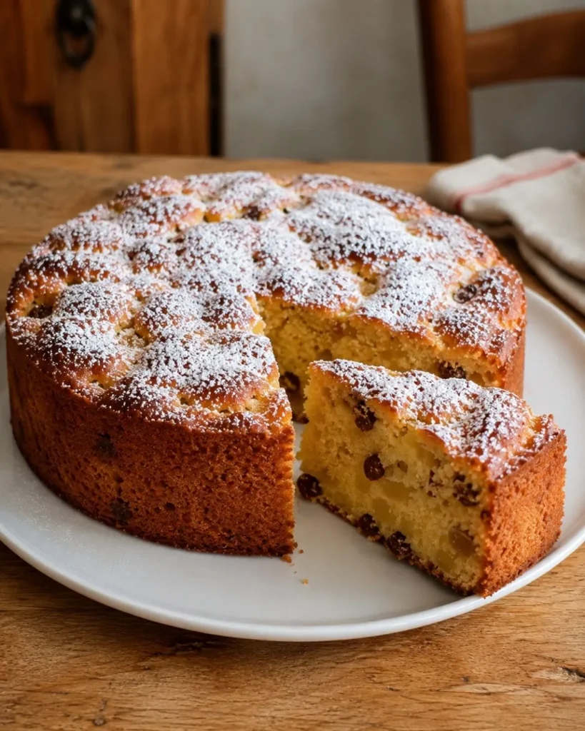 Recette de Gâteau moelleux pomme rhum raisins
