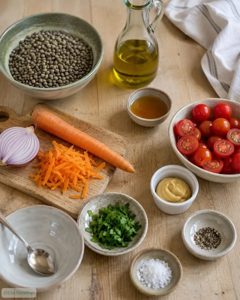 Salade de lentilles, tomates cerise et carotte 4 Ingredients du Salade de lentilles, tomates cerise et carotte
