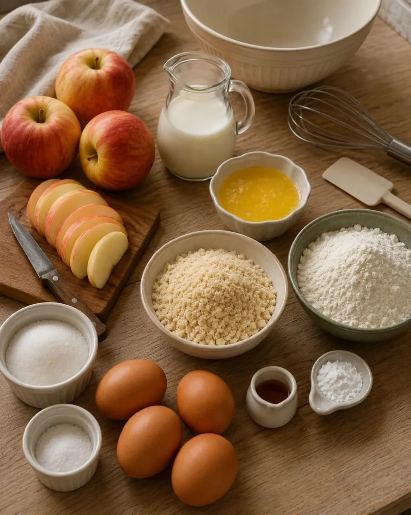 Gâteau moelleux aux pommes et amandes 7 Ingredients du Gâteau moelleux aux pommes et amandes