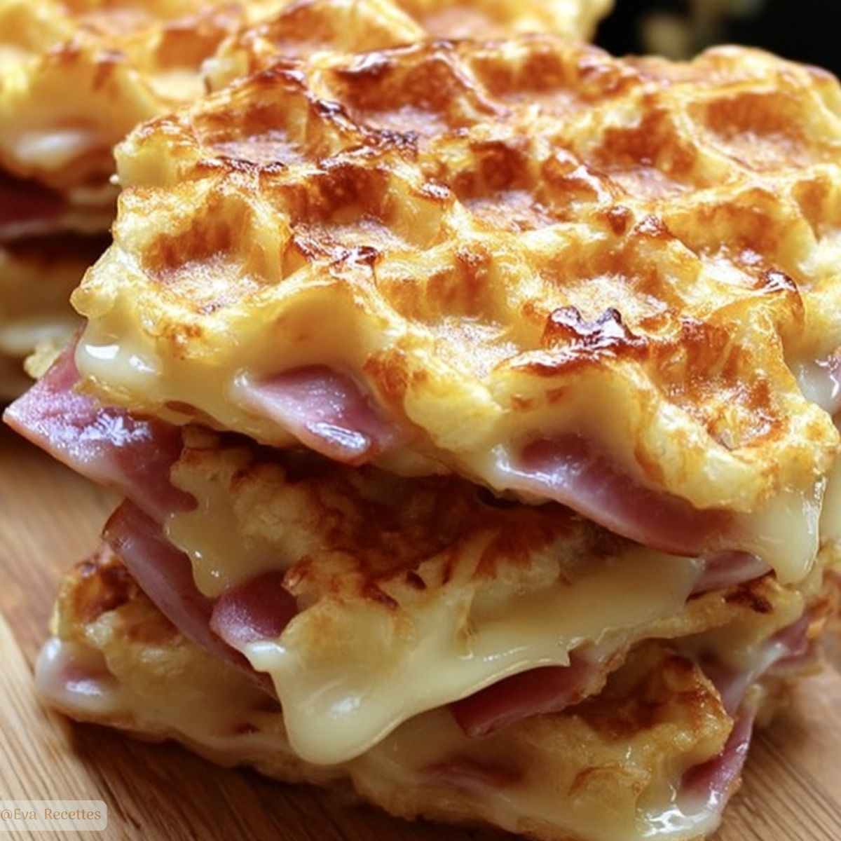 Accueil 5 Gaufres Salées Croustillantes Jambon Fromage