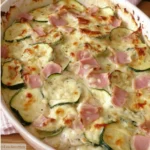 Gratin de courgettes au jambon et à la crème