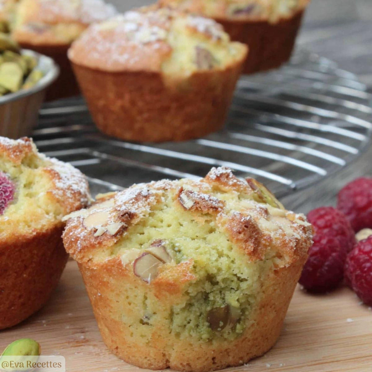 Accueil 1 Muffins Pistache Framboise Moelleux
