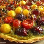 Tarte tomates cerises pesto mozzarella basilic