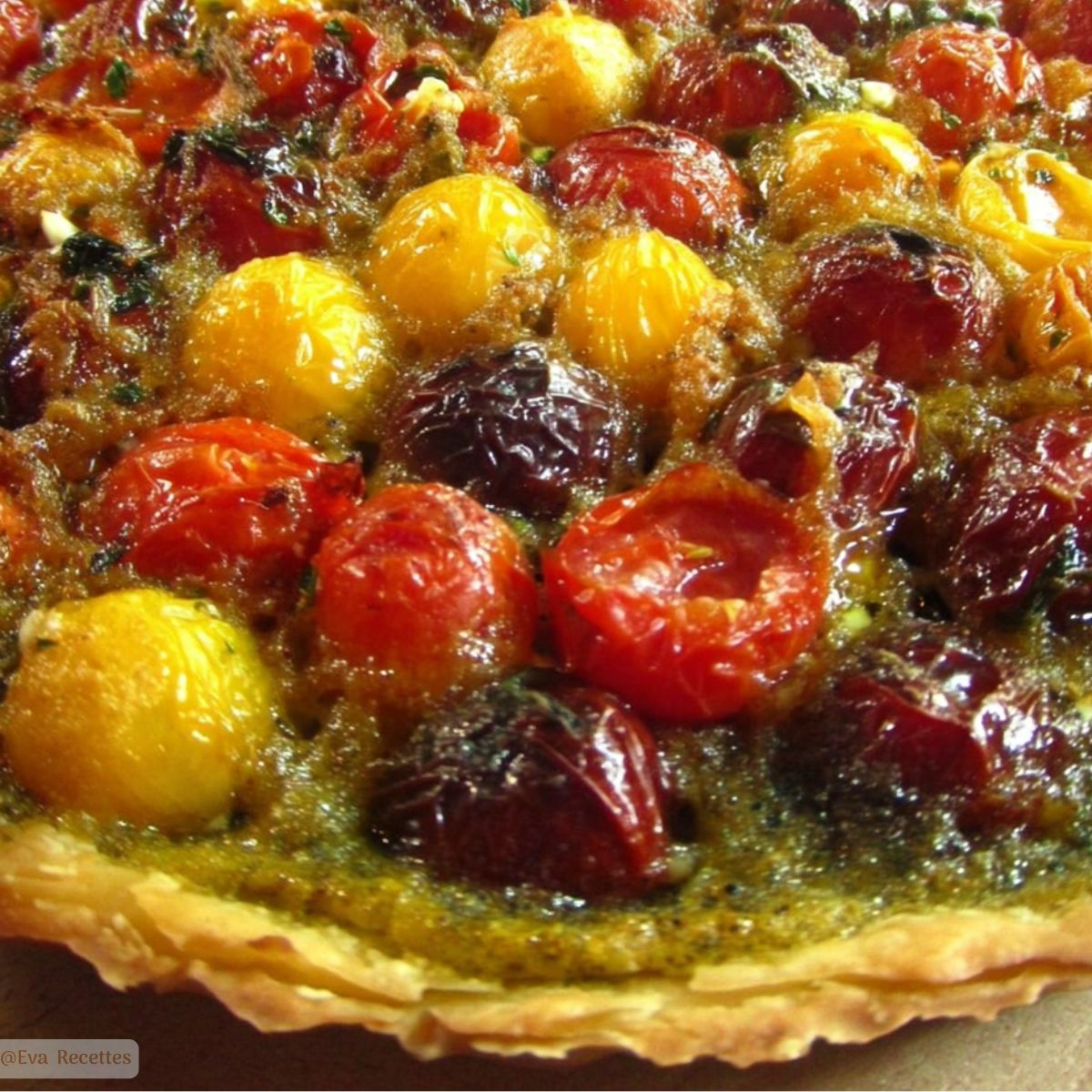 Accueil 2 Tarte tomates cerises pesto mozzarella basilic