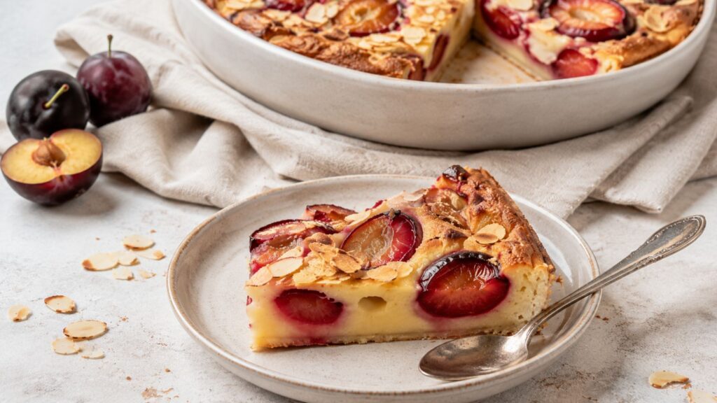 Clafoutis aux Prunes et Amandes : Le Dessert Fondant de la Fin d’Été 2 Clafoutis aux prunes et amandes fondant facile