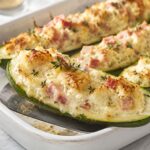 Courgettes farcies au chèvre jambon et thym