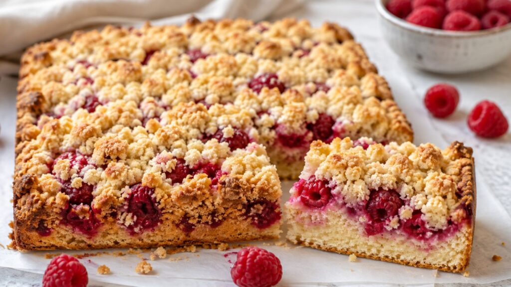 Crumb Cake aux Framboises : Moelleux Dessous, Croustillant Dessus 3 Crumb cake aux framboises moelleux et croustillant Facile