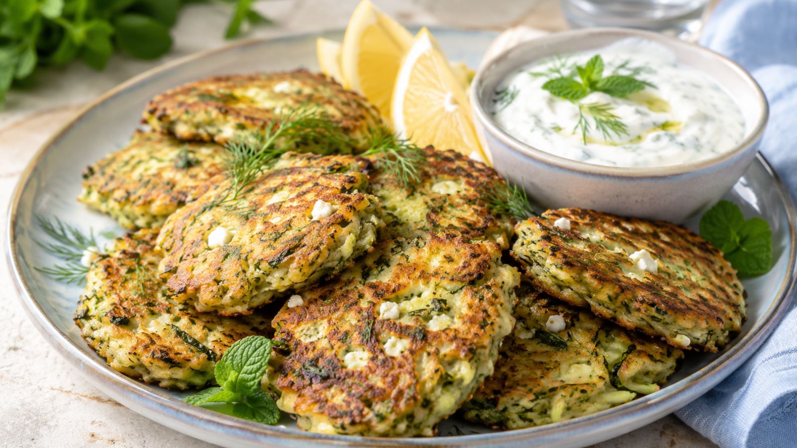 Accueil 2 Galettes de Courgettes à la Grecque : Le Secret pour Qu’elles Soient Bien Croustillantes