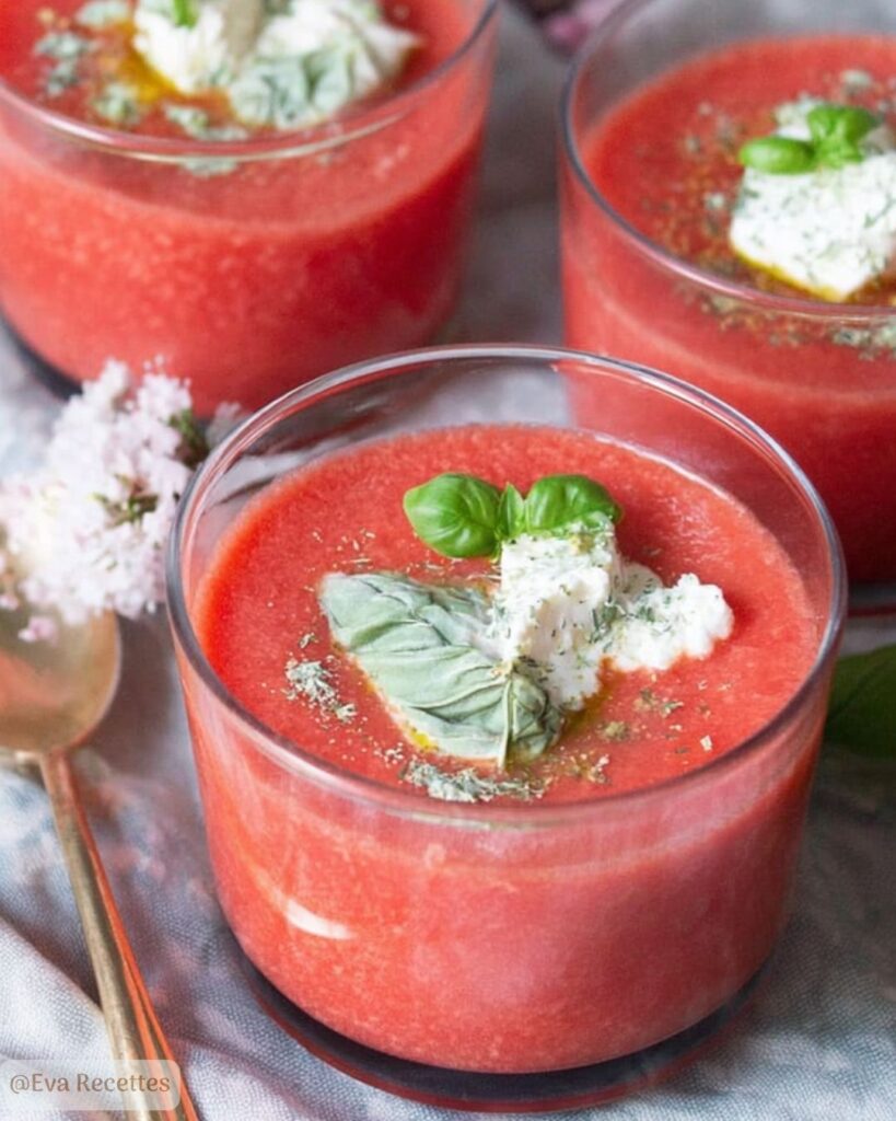 Gaspacho de pastèque à la ricotta pour un été frais 3 Gaspacho Glacé Pastèque Ricotta