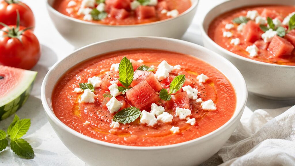 Gaspacho de pastèque tomate et feta ultra-frais