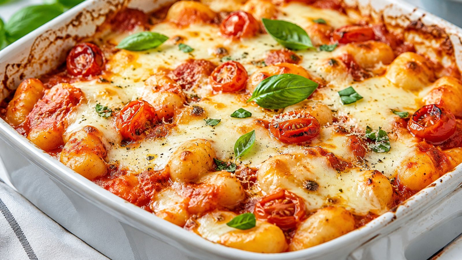 Gratin de Gnocchis à la Tomate, Mozzarella et Basilic : Fondant et Doré au Four