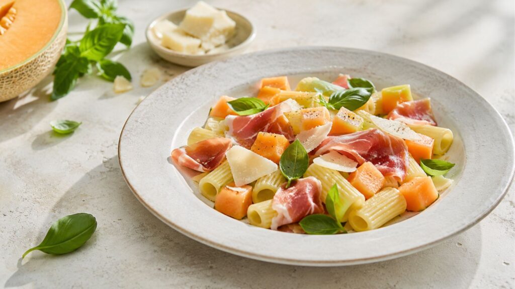 Pâtes Fraîcheur au Melon, Jambon de Parme et Basilic : Le Plat d’Été Prêt en 20 Minutes 3 Pâtes fraîcheur au melon jambon de Parme et basilic Facile