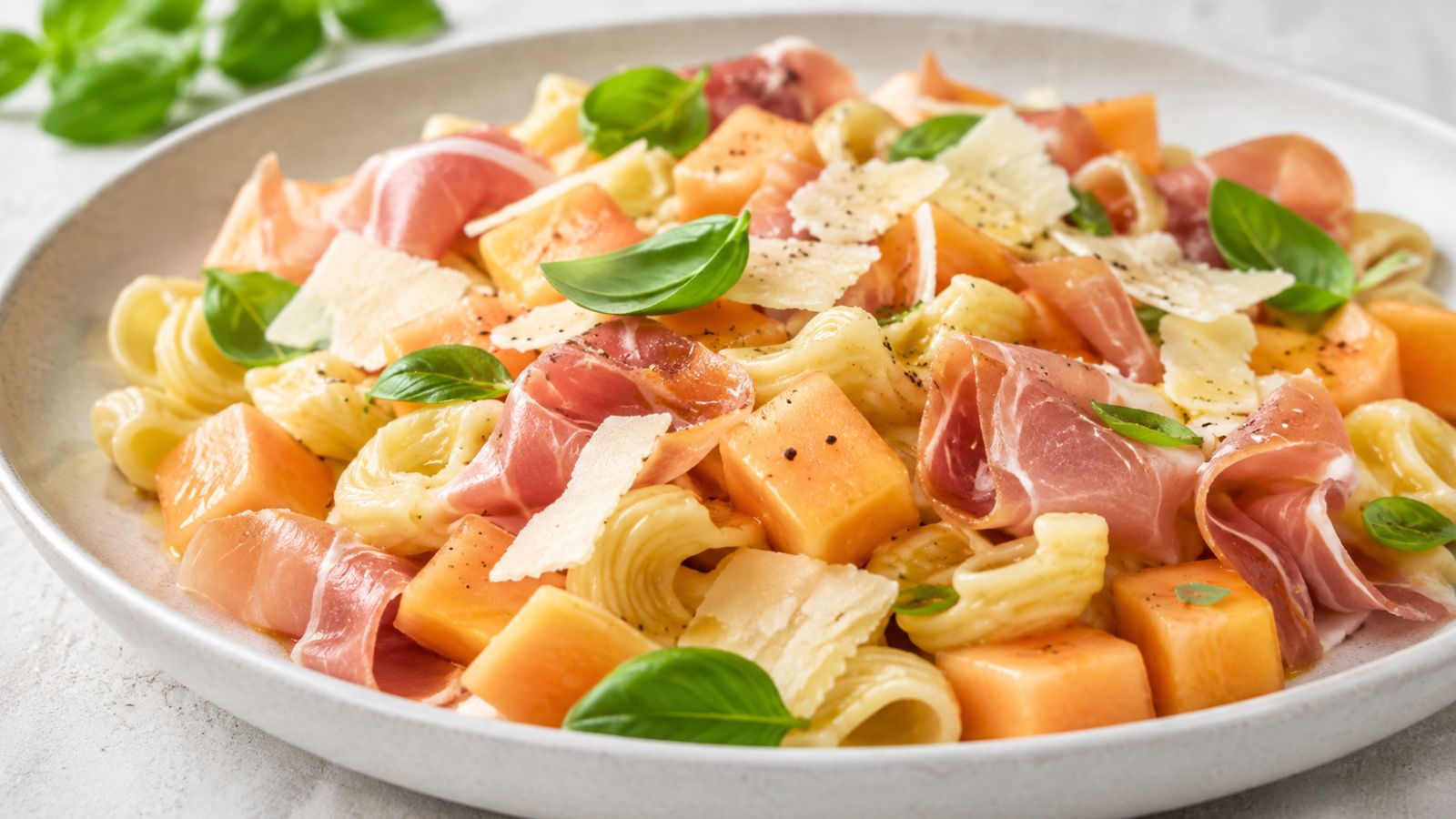 Pâtes Fraîcheur au Melon, Jambon de Parme et Basilic : Le Plat d’Été Prêt en 20 Minutes