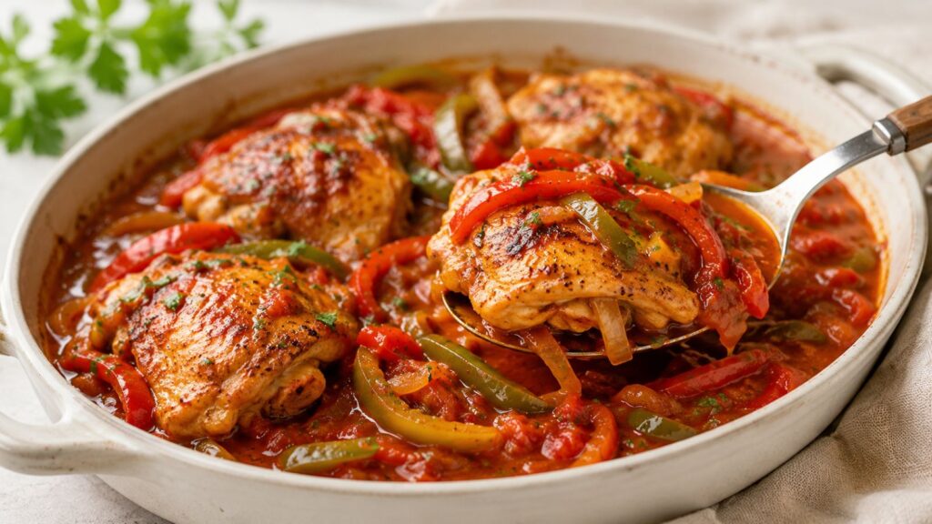 Poulet Basquaise aux Poivrons et Tomates : Fondant et Parfumé 3 Poulet basquaise aux poivrons et tomates Facile