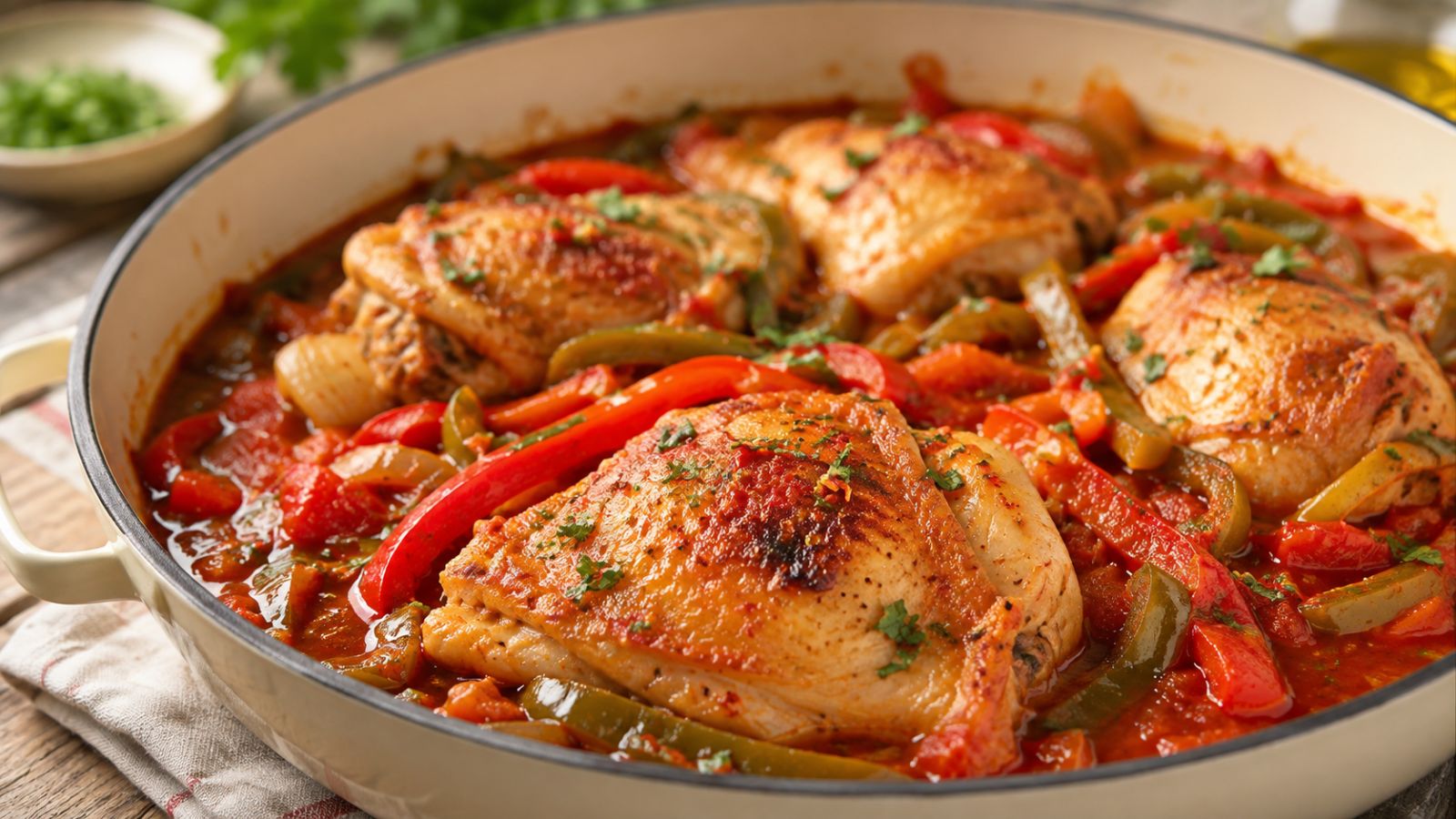 Accueil 2 Poulet Basquaise aux Poivrons et Tomates : Fondant et Parfumé