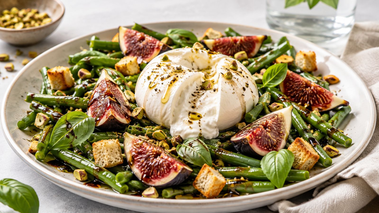 Accueil 3 Salade de Haricots Verts, Figues et Burrata : Fraîche et Gourmande pour la Fin d’Été
