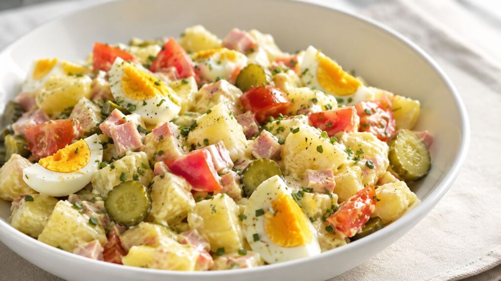 Salade Piémontaise Maison : Fraîche, Crémeuse et Facile à Préparer 3 Salade piémontaise maison aux pommes de terre