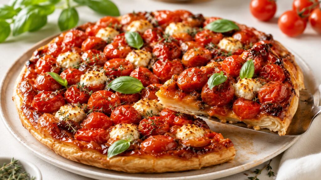 Tarte Tatin aux Tomates Cerises, Chèvre et Miel : Une Recette Fondante et Caramélisée 3 Tarte Tatin aux Tomates Cerises, Chèvre et Miel Une Recette Fondante et Caramélisée
