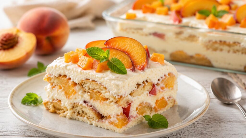 Tiramisu aux Pêches et Mascarpone : Frais, Crémeux et Sans Cuisson 3 Tiramisu aux pêches et mascarpone