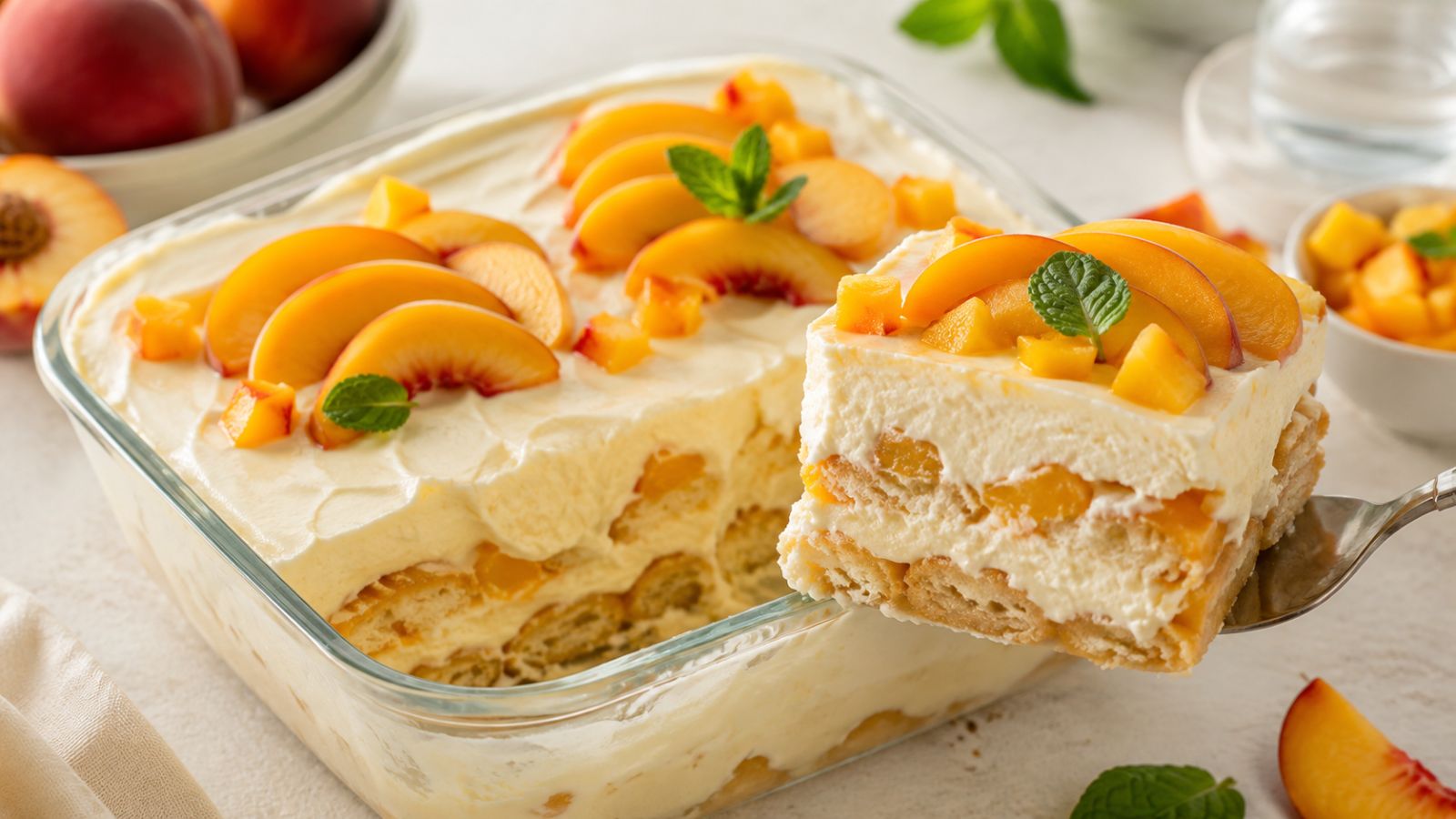 Accueil 1 Tiramisu aux Pêches et Mascarpone : Frais, Crémeux et Sans Cuisson