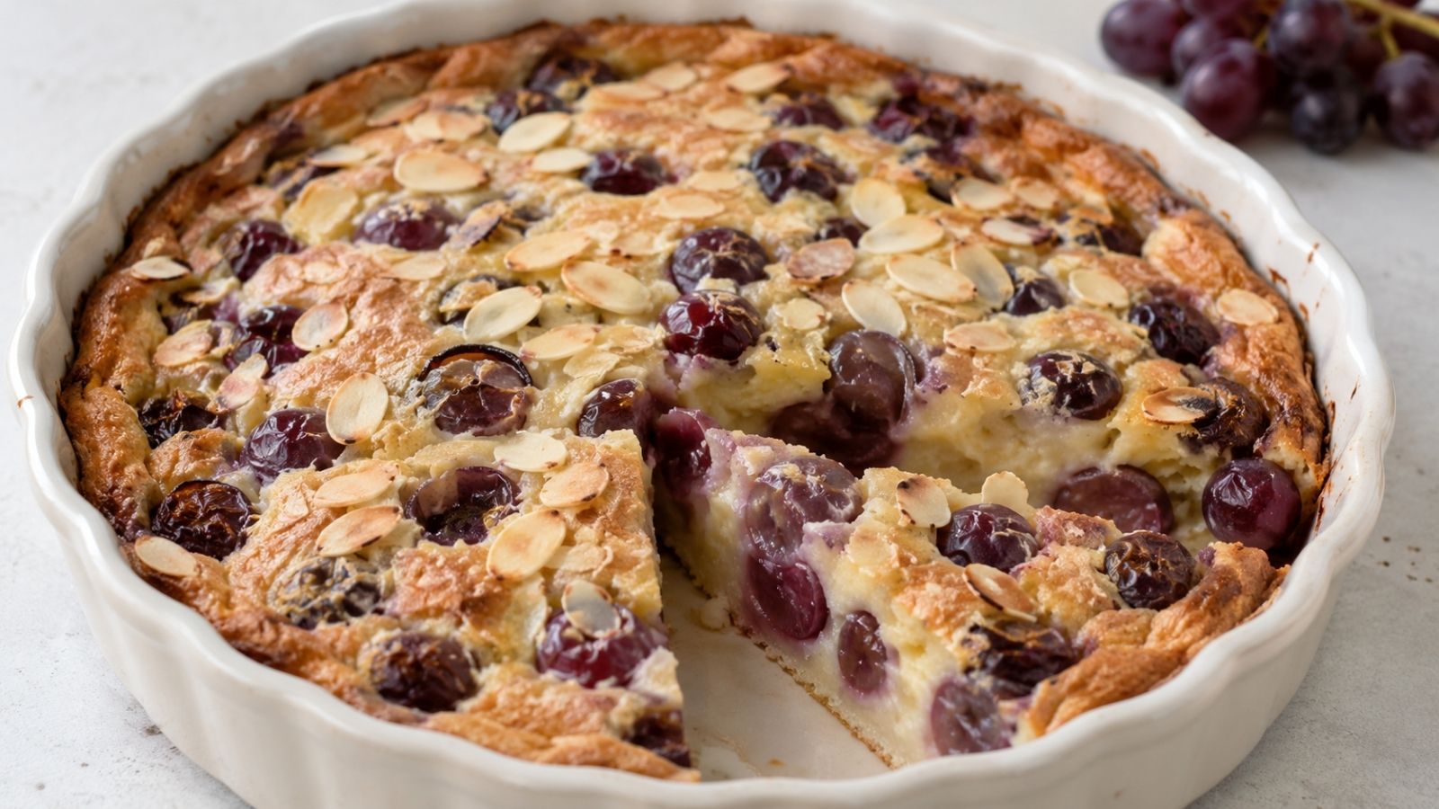 Accueil 1 Clafoutis aux Raisins Muscat et Amandes : Fondant et Parfumé