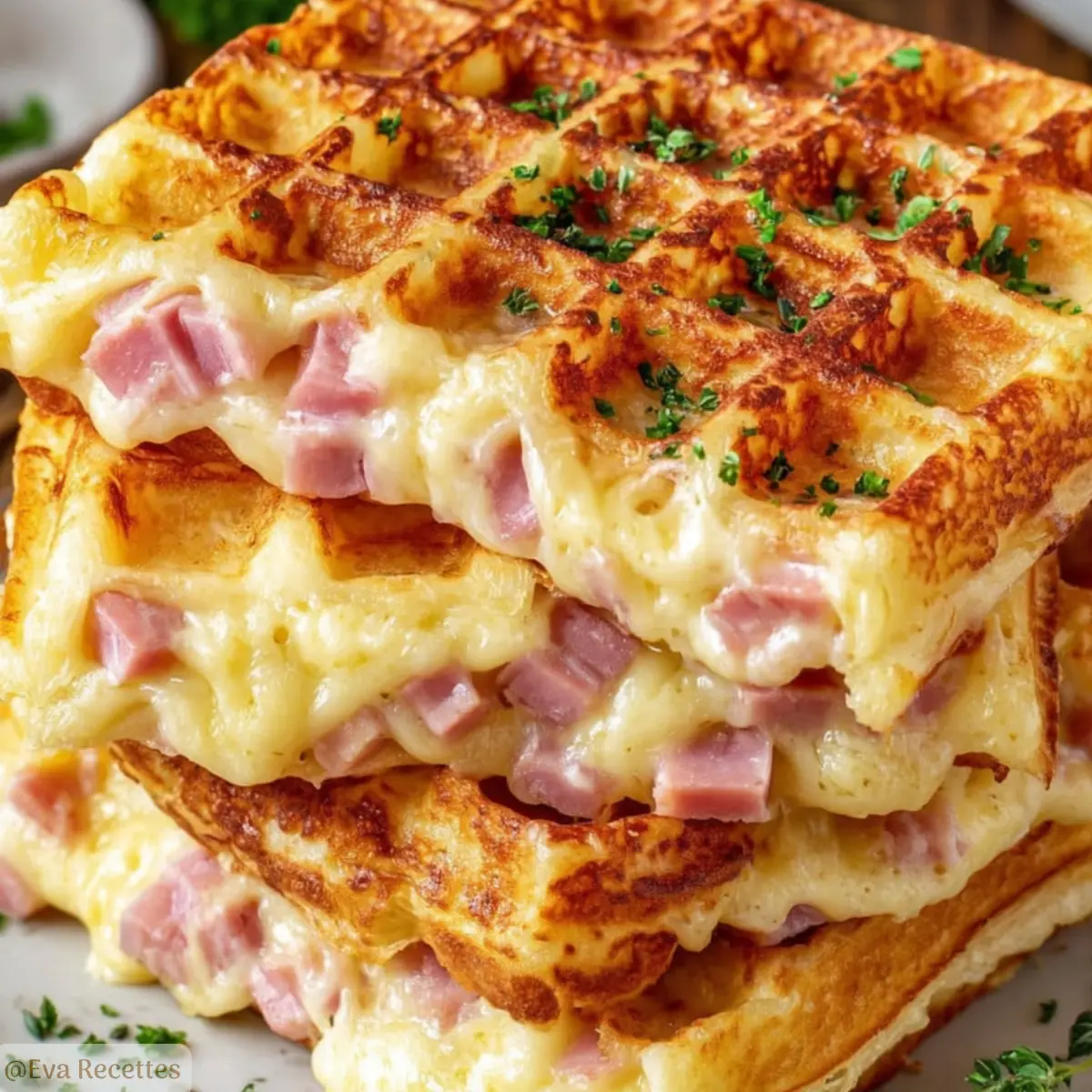 Accueil 7 Gaufres salées au jambon et fromage faciles