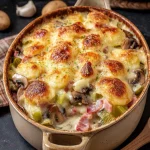 Tartiflette aux poireaux et champignons maison