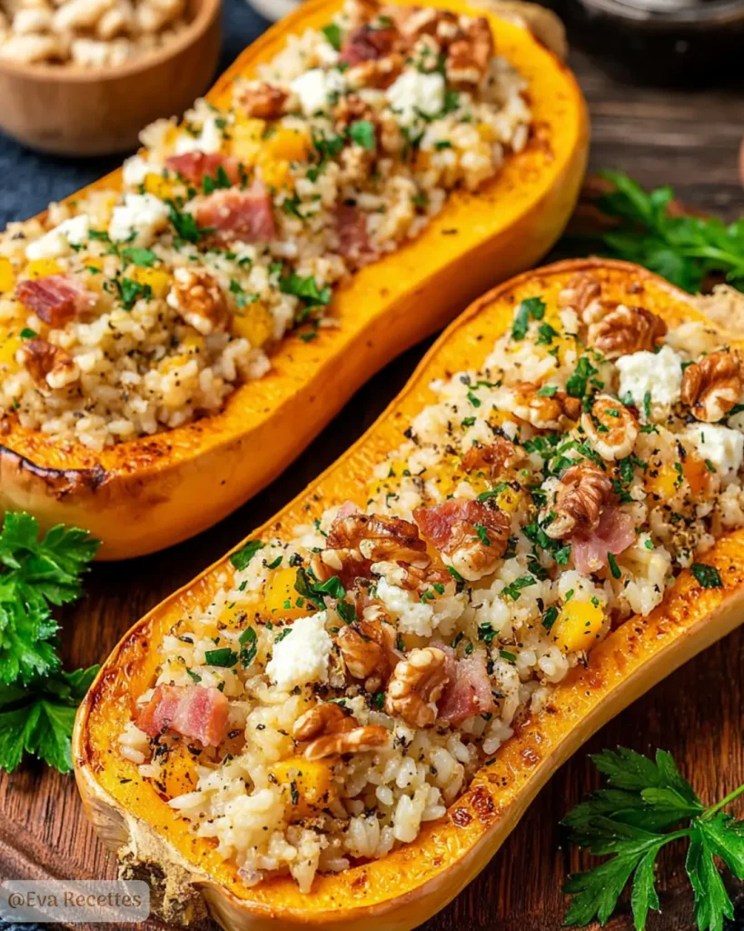 Butternut farcie au chèvre et noix 3 Butternut Farcie au Riz, Chèvre et Noix